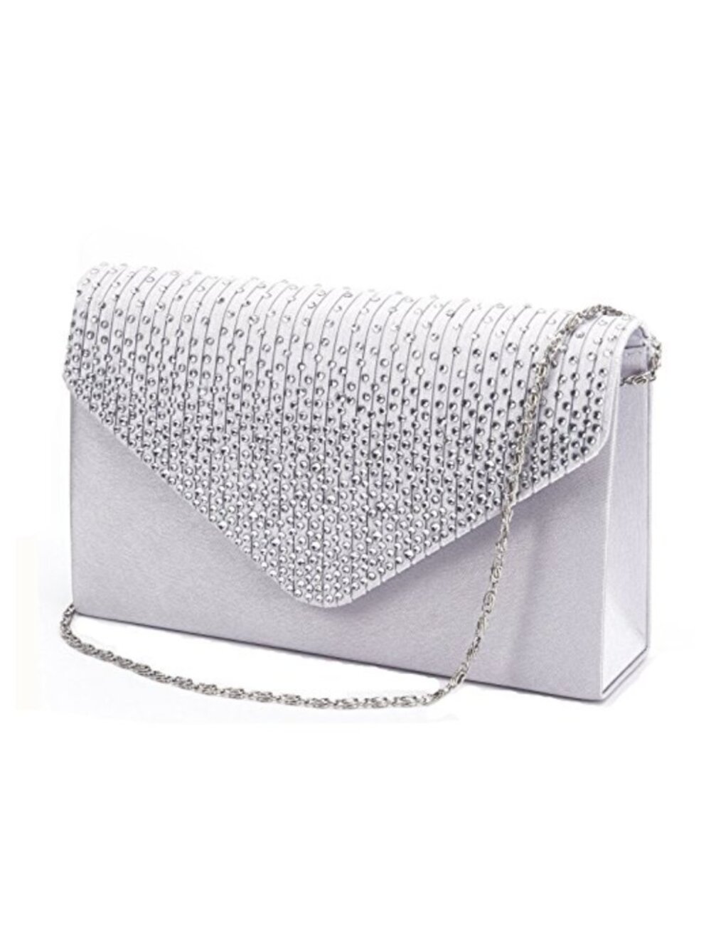 Satin Rhinestone Clutch Evening Bag Formal Party Prom Wedding